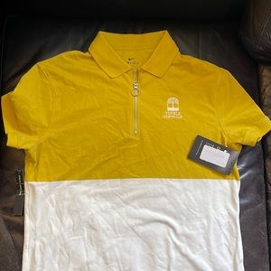 NIKE TUPELO COUNTRY CLUB NWT NEW WOMENS SMALL GOLF SHIRT RING ZIP GOLD CREAM